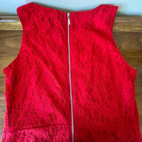 NEW Apt. 9 Red Fit and Flare Lace Overlay Dress Size 12 Back Zipper Sleeveless - Picture 7 of 13